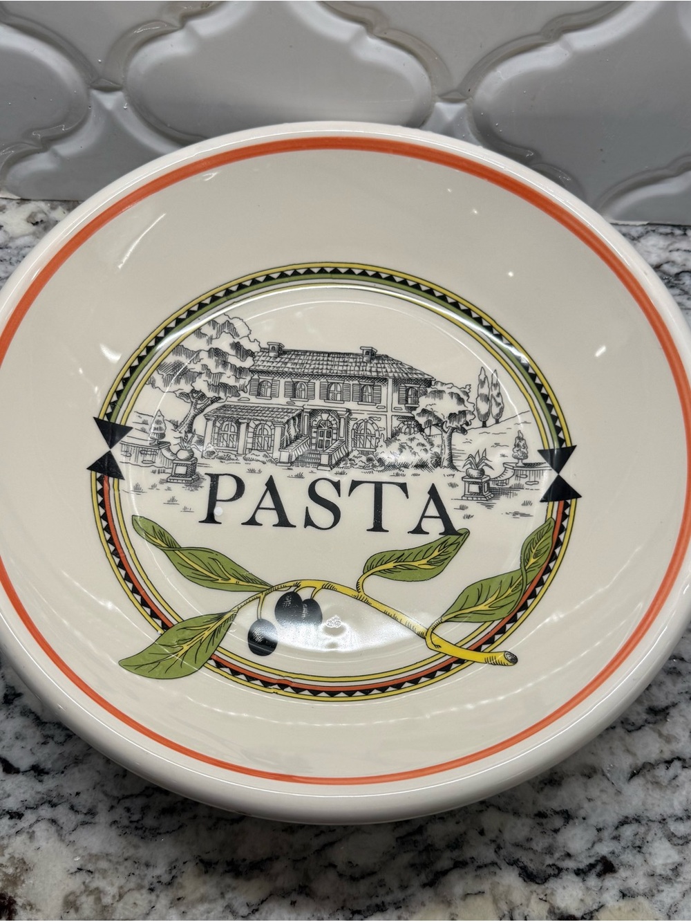Vintage Ceramic Pasta Serving Bowl manufactured in Italy for Himark